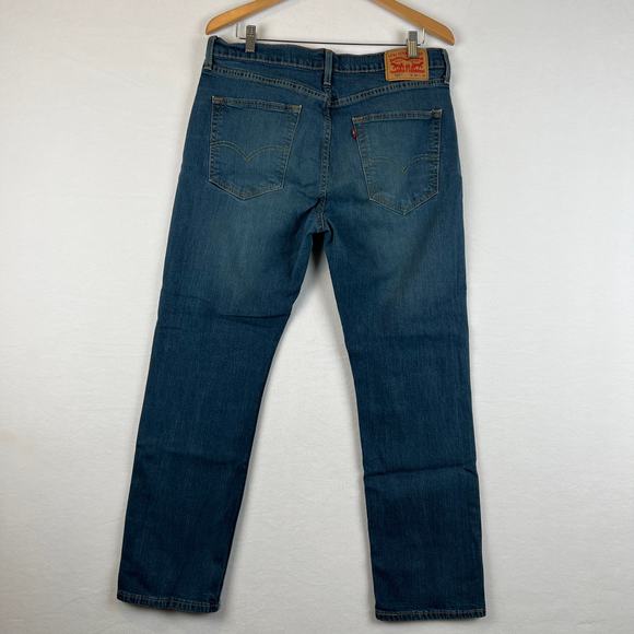 Levis 514 Jeans Mens 36x30 Blue Straight Mid Rise Dark Wash Denim - Picture 3 of 10